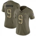 Wholesale Cheap Nike Bengals #9 Joe Burrow Olive/Camo Women's Stitched NFL Limited 2017 Salute To Service Jersey
