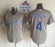 Wholesale Cheap Royals #4 Alex Gordon New Grey Cool Base W/2015 World Series Patch Stitched MLB Jersey
