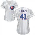 Wholesale Cheap Cubs #41 John Lackey White(Blue Strip) Home Women's Stitched MLB Jersey