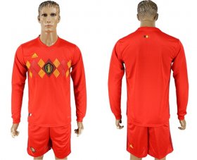 Wholesale Cheap Belgium Blank Red Home Long Sleeves Soccer Country Jersey