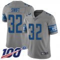 Wholesale Cheap Nike Lions #32 D'Andre Swift Gray Men's Stitched NFL Limited Inverted Legend 100th Season Jersey