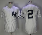 Wholesale Cheap Mitchell And Ness 1995 Yankees #2 Derek Jeter White Strip Throwback Stitched MLB Jersey