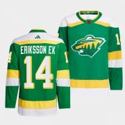 Wholesale Cheap Men's Minnesota Wild #14 Joel Eriksson Ek Green 2022-23 Reverse Retro Stitched Jersey