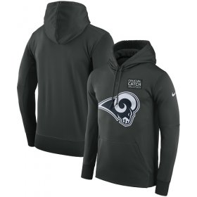 Wholesale Cheap NFL Men\'s Los Angeles Rams Nike Anthracite Crucial Catch Performance Pullover Hoodie