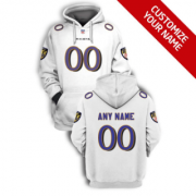 Wholesale Cheap Men's Baltimore Ravens Active Player White Custom 2021 Pullover Hoodie