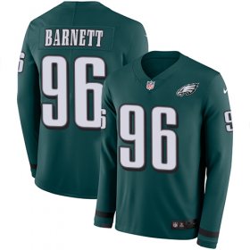 Wholesale Cheap Nike Eagles #96 Derek Barnett Midnight Green Team Color Men\'s Stitched NFL Limited Therma Long Sleeve Jersey