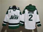 Wholesale Cheap Men's New York Jets #2 Zach Wilson White Ageless Must-Have Lace-Up Pullover Hoodie