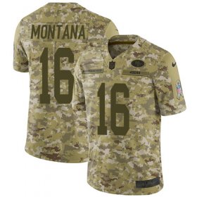 Wholesale Cheap Nike 49ers #16 Joe Montana Camo Men\'s Stitched NFL Limited 2018 Salute To Service Jersey