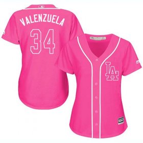 Wholesale Cheap Dodgers #34 Fernando Valenzuela Pink Fashion Women\'s Stitched MLB Jersey
