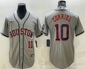 Wholesale Cheap Men\'s Houston Astros #10 Yuli Gurriel Number Grey With Patch Stitched MLB Cool Base Nike Jersey