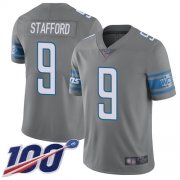 Wholesale Cheap Nike Lions #9 Matthew Stafford Gray Men's Stitched NFL Limited Rush 100th Season Jersey