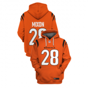 Wholesale Cheap Men's Cincinnati Bengals #28 Joe Mixon Orange 2021 Pullover Hoodie