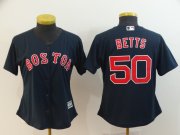 Wholesale Cheap Women's Boston Red Sox #50 Mookie Betts Navy Blue New Cool Base Stitched MLB Jersey