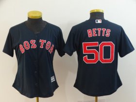Wholesale Cheap Women\'s Boston Red Sox #50 Mookie Betts Navy Blue New Cool Base Stitched MLB Jersey