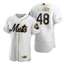 Wholesale Cheap New York Mets #48 Jacob DeGrom White Nike Men\'s Authentic Golden Edition MLB Jersey