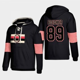 Wholesale Cheap Ottawa Senators #89 Mikkel Boedker Black adidas Lace-Up Pullover Hoodie