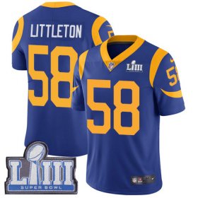 Wholesale Cheap Nike Rams #58 Cory Littleton Royal Blue Alternate Super Bowl LIII Bound Men\'s Stitched NFL Vapor Untouchable Limited Jersey