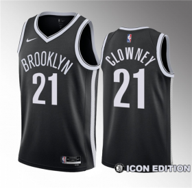 Wholesale Cheap Men\'s Brooklyn Nets #21 Noah Clowney Black 2023 Draft Icon Edition Stitched Basketball Jersey
