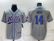 Wholesale Men's Buffalo Bills #14 Stefon Diggs Grey Stitched Cool Base Nike Baseball Jersey