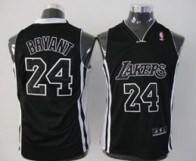 Cheap Los Angeles Lakers #24 Kobe Bryant All Black With White Kids Jersey