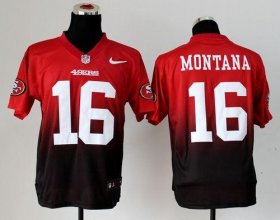 Wholesale Cheap Nike 49ers #16 Joe Montana Red/Black Men\'s Stitched NFL Elite Fadeaway Fashion Jersey