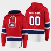 Wholesale Cheap Men's Montreal Canadiens Active Player Custom Red Ageless Must-Have Lace-Up Pullover Hoodie