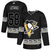 Wholesale Cheap Adidas Penguins #58 Kris Letang Black Authentic Team Logo Fashion Stitched NHL Jersey