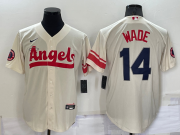 Wholesale Cheap Men's Los Angeles Angels #14 Tyler Wade Cream 2022 City Connect Cool Base Stitched Jersey