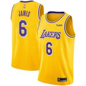 Cheap Youth Lakers #6 LeBron James Gold Basketball Swingman Icon Edition Jersey