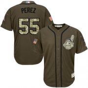 Wholesale Cheap Indians #55 Roberto Perez Green Salute to Service Stitched Youth MLB Jersey