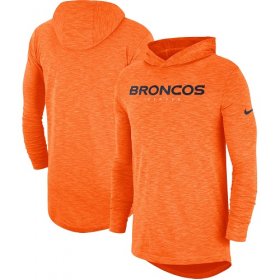 Wholesale Cheap Men\'s Denver Broncos Nike Orange Sideline Slub Performance Hooded Long Sleeve T-Shirt