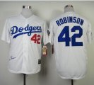 Wholesale Cheap Mitchell And Ness 1955 Dodgers #42 Jackie Robinson White Throwback Stitched MLB Jersey