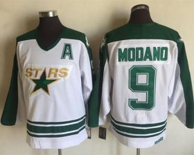 Wholesale Cheap Stars #9 Mike Modano White CCM Throwback Stitched NHL Jersey