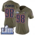 Wholesale Cheap Nike Patriots #98 Trey Flowers Olive Super Bowl LIII Bound Women's Stitched NFL Limited 2017 Salute to Service Jersey