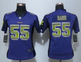 Wholesale Cheap Nike Vikings #55 Anthony Barr Purple Team Color Women\'s Stitched NFL Elite Strobe Jersey