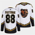 Wholesale Cheap Men's Boston Bruins #88 David Pastrnak 2022 White Reverse Retro Stitched Jersey