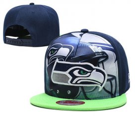 Wholesale Cheap Seahawks Team Logo Navy Adjustable Leather Hat TX