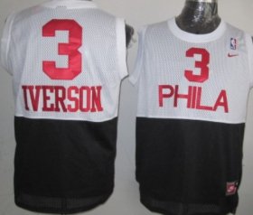 Wholesale Cheap Philadelphia 76ers #3 Allen Iverson White/Black Swingman Jersey