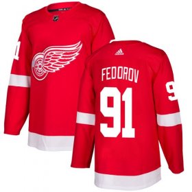 Wholesale Cheap Adidas Red Wings #91 Sergei Fedorov Red Home Authentic Stitched NHL Jersey