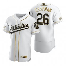Wholesale Cheap Oakland Athletics #26 Matt Chapman White Nike Men\'s Authentic Golden Edition MLB Jersey