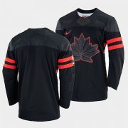 Wholesale Cheap Men's Blank Canada Hockey Black 2022 Beijing Winter Olympic Alternate Rrplica Jersey