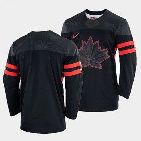 Wholesale Cheap Men\'s Blank Canada Hockey Black 2022 Beijing Winter Olympic Alternate Rrplica Jersey