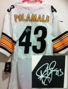 Wholesale Cheap Nike Steelers #43 Troy Polamalu White Men's Stitched NFL Elite Autographed Jersey