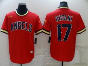 Wholesale Cheap Men\'s Los Angeles Angels #17 Shohei Ohtani Red Cool Base Stitched Jersey