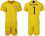 Wholesale Cheap Poland #1 Szczesny Yellow Goalkeeper Soccer Country Jersey