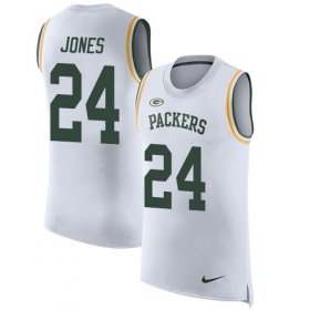 Wholesale Cheap Nike Packers #24 Josh Jones White Men\'s Stitched NFL Limited Rush Tank Top Jersey