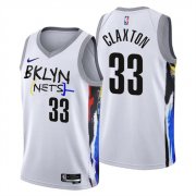Wholesale Cheap Men's Brooklyn Nets #33 Nicolas Claxton 2022-23 White City Edition Stitched Basketball Jersey