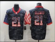 Wholesale Cheap Men's Dallas Cowboys #21 Ezekiel Elliott Camo Salute To Serve USA Flag Limited Jersey