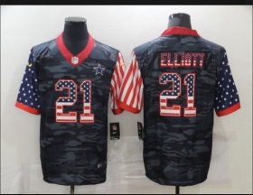 Wholesale Cheap Men\'s Dallas Cowboys #21 Ezekiel Elliott Camo Salute To Serve USA Flag Limited Jersey