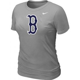 Wholesale Cheap Women\'s MLB Boston Red Sox Heathered Nike Blended T-Shirt Light Grey